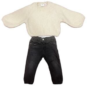 Zara Girls Wool Oversized sweater & black skinny jeans 12-18 months